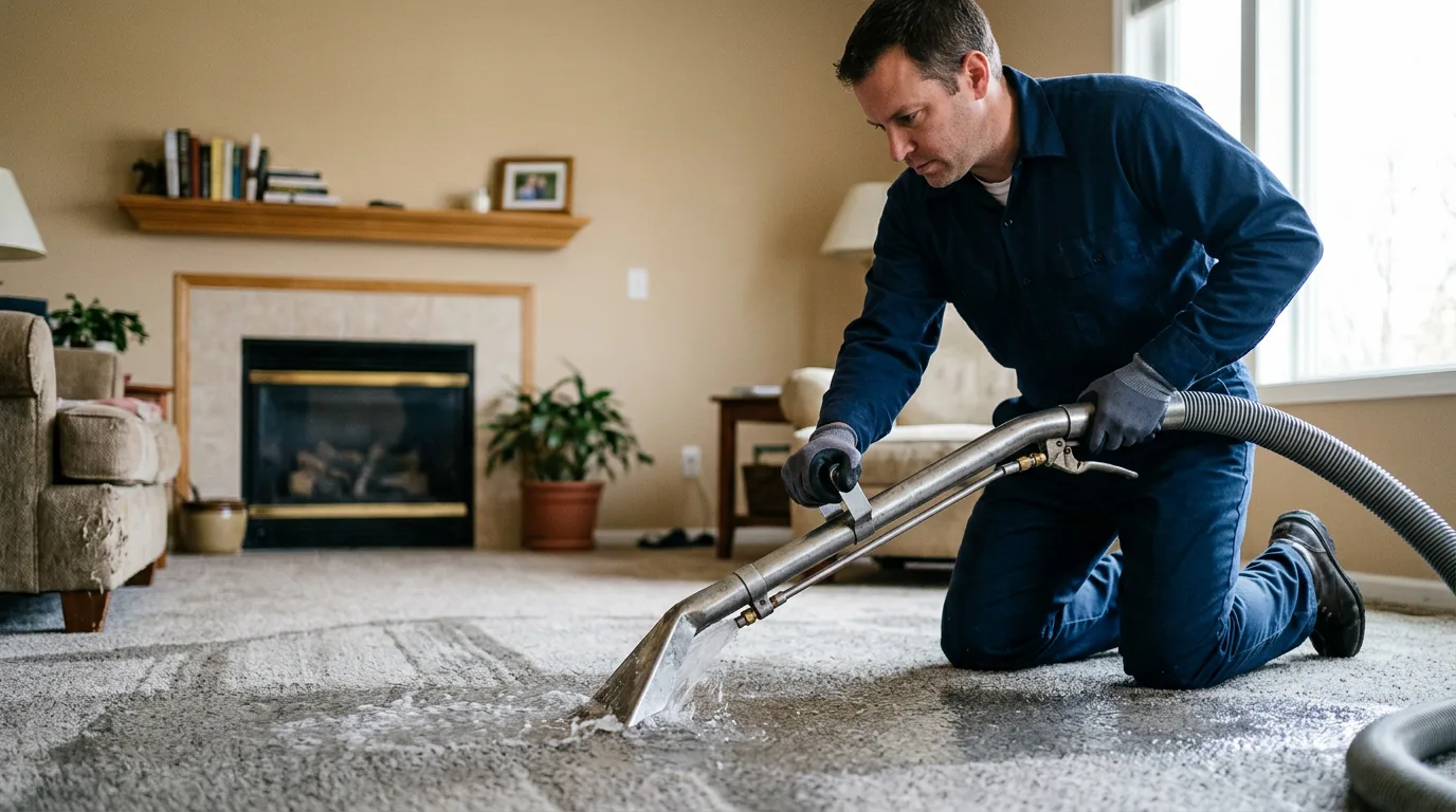 Water damage restoration technician working near Albion, ME